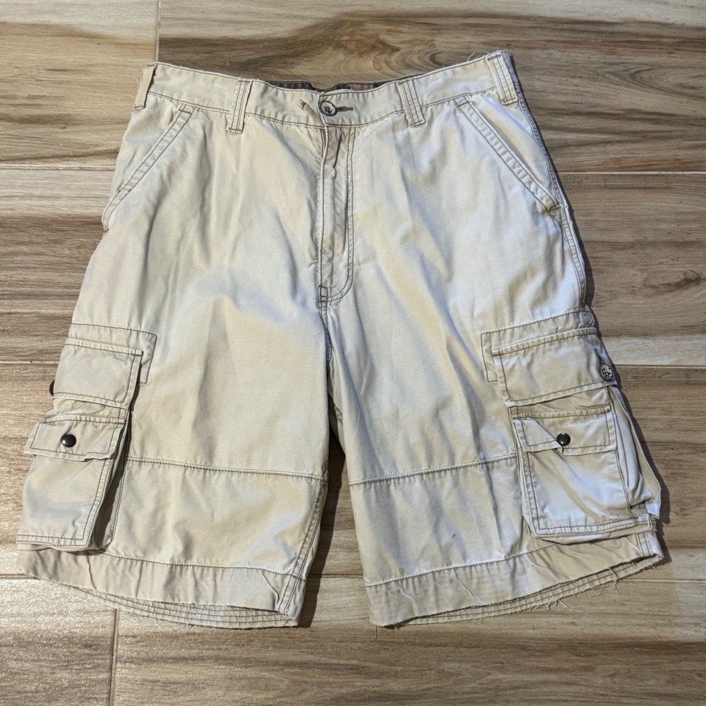Levis Squad Cargo Shorts Mens 36 Khaki Tan Cotton Multi Pocket Utility 366108091
